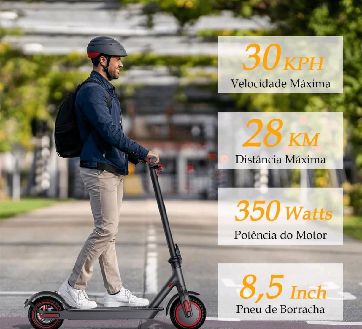 Pessoa pilotando patinete elétrico na rua